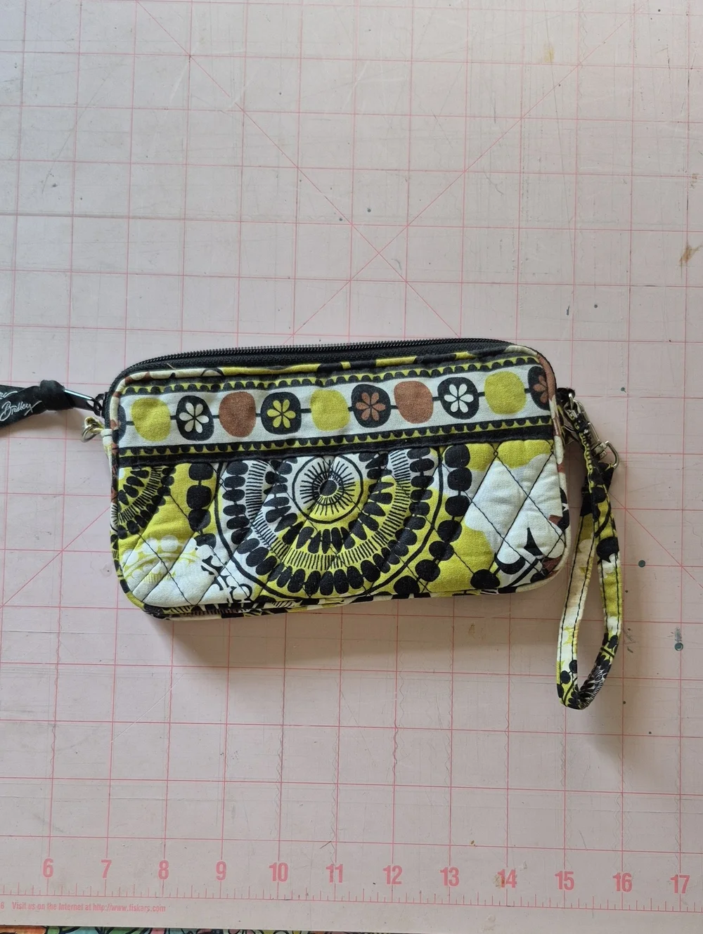 Vera Bradley Yellow Floral Quilted Wristlet
